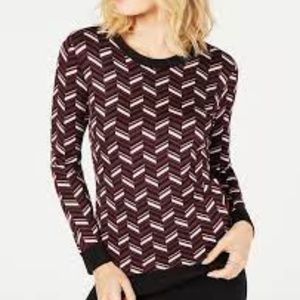 NWT MICHAEL KORS Chevron Jacquard-knit Crewneck Sweater